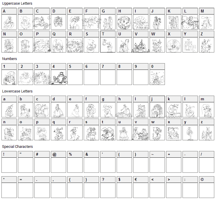 001 Once Upon a Time 2 Font Character Map