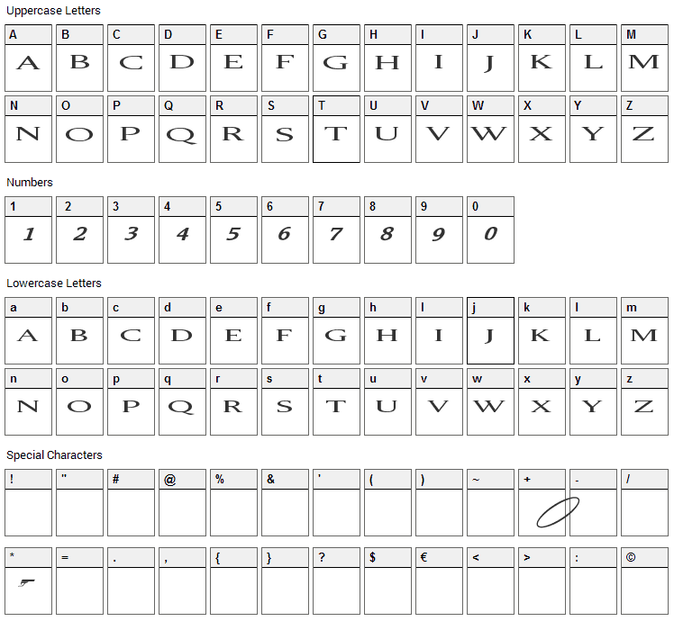 007 GoldenEye Font Character Map