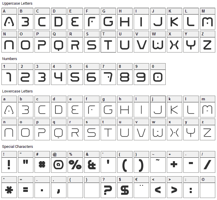 01 Digitall Font Character Map