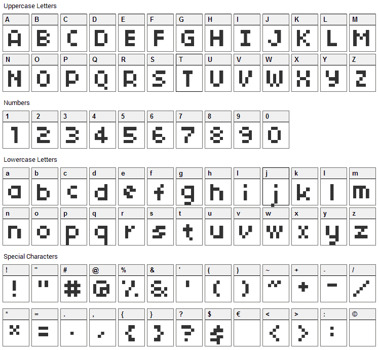 04b_03 Font Character Map