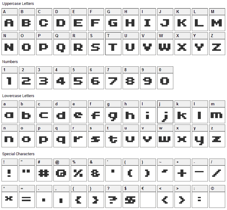 04b_11 Font Character Map