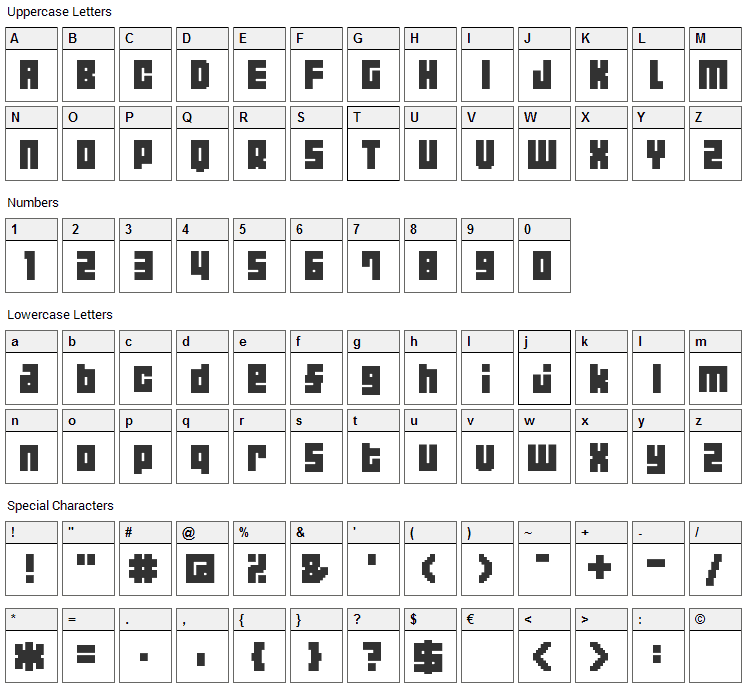 04b_19 Font Character Map