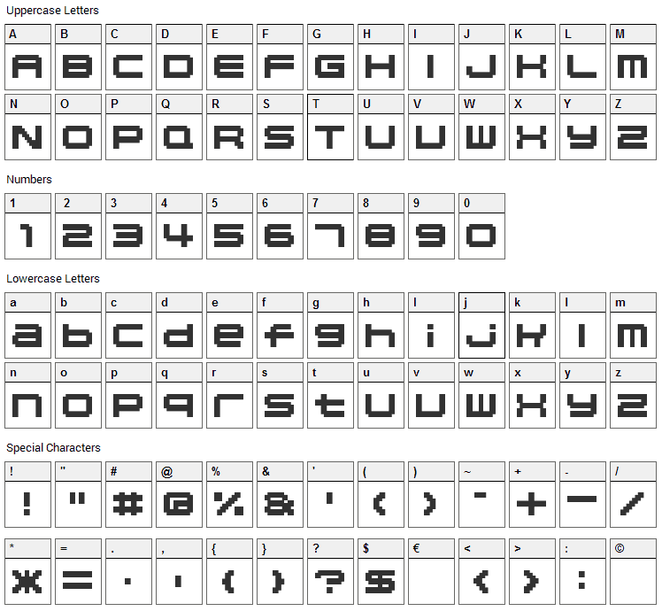 04b_20 Font Character Map