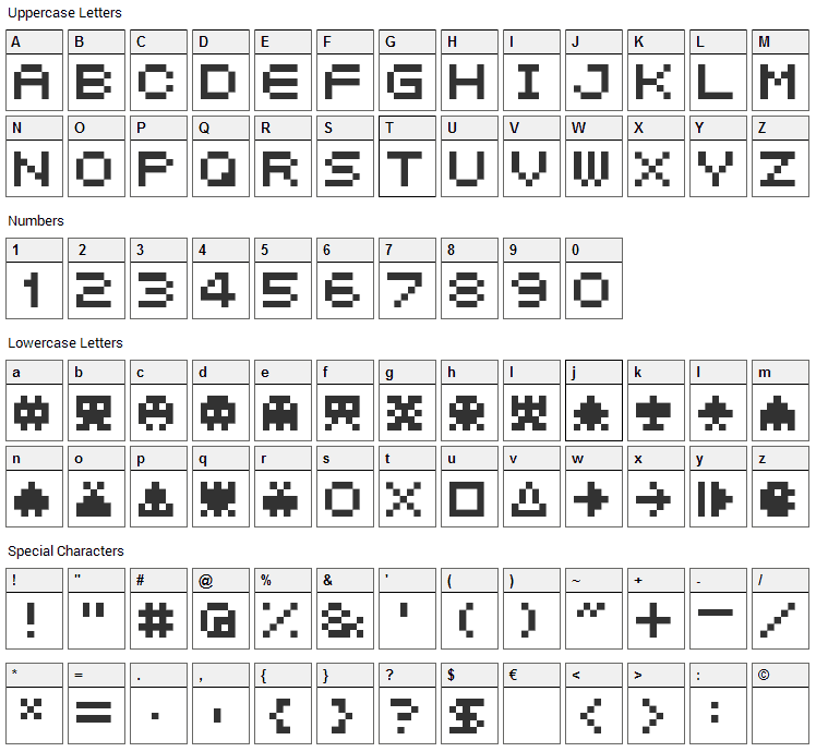 04b_21 Font Character Map