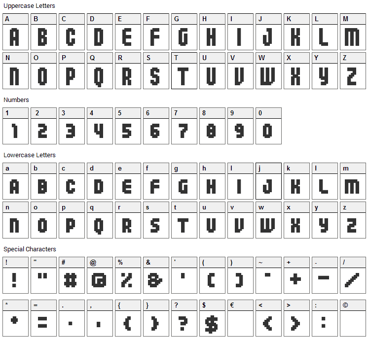 04b_25 Font Character Map