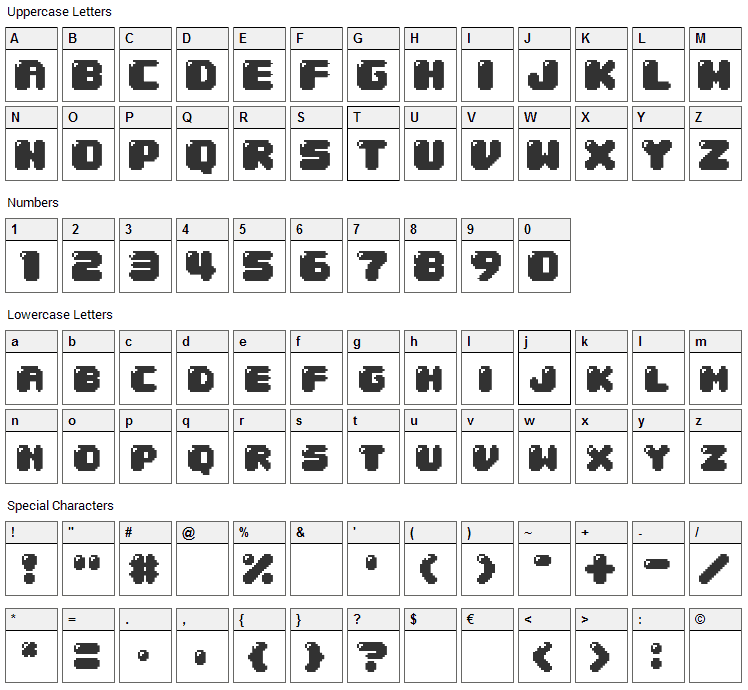 04b_30 Font Character Map