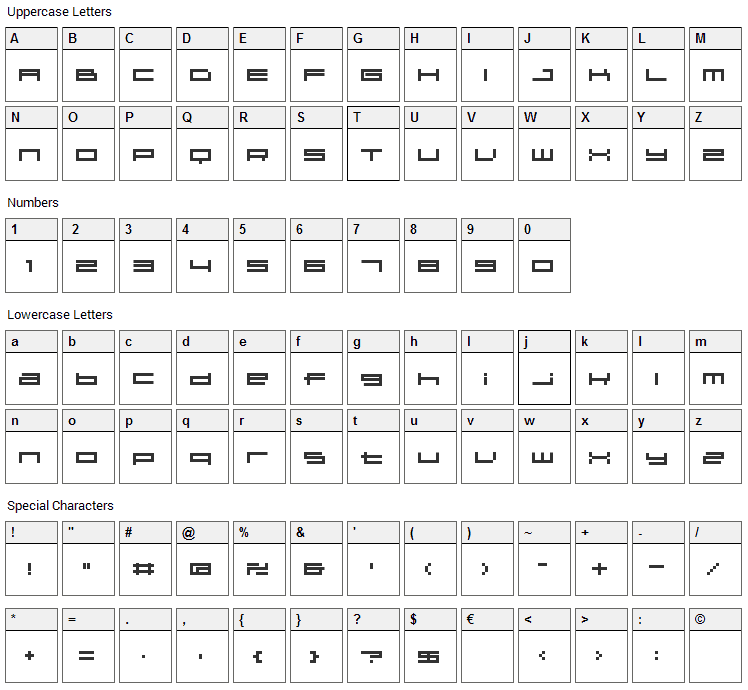 04b_31 Font Character Map