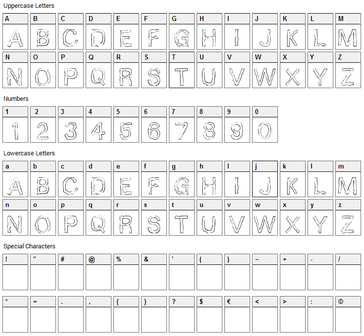 10 Minutes Font Character Map