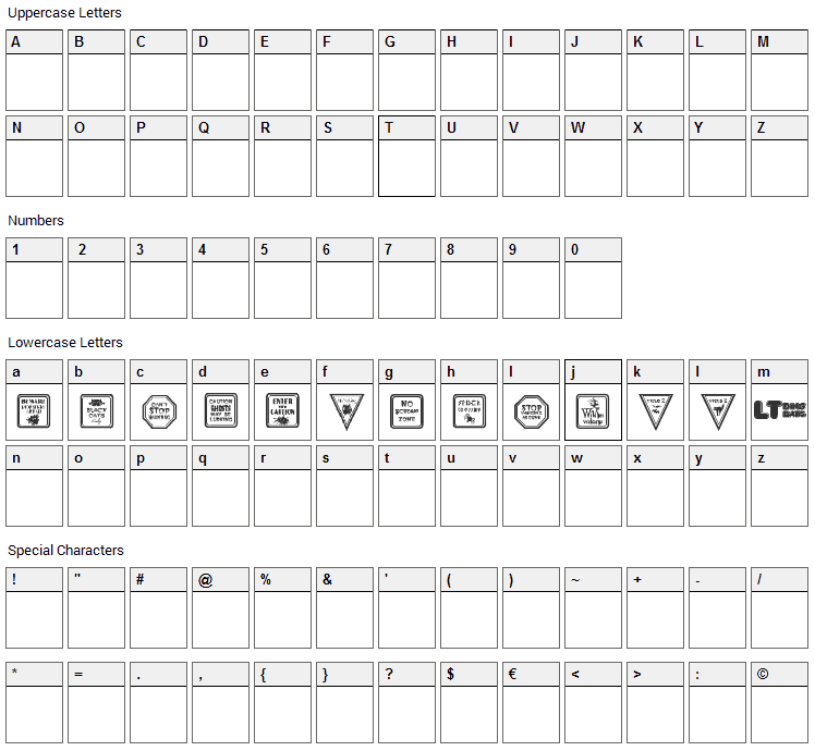 12 Halloween Signs LT Font Character Map