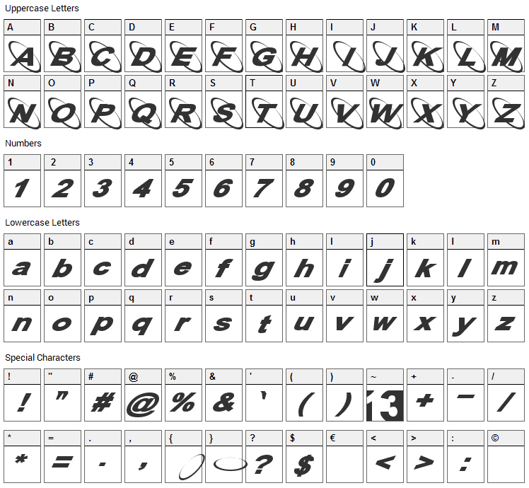 13 Misa Font Character Map