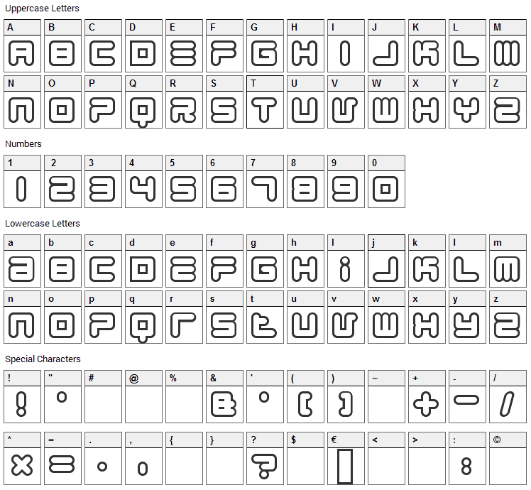 1900.80.5 Font Character Map