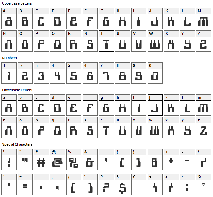 1968 Odyssey Font Character Map