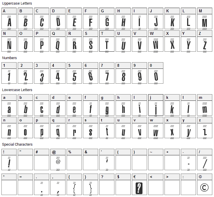 1980 Portable Font Character Map