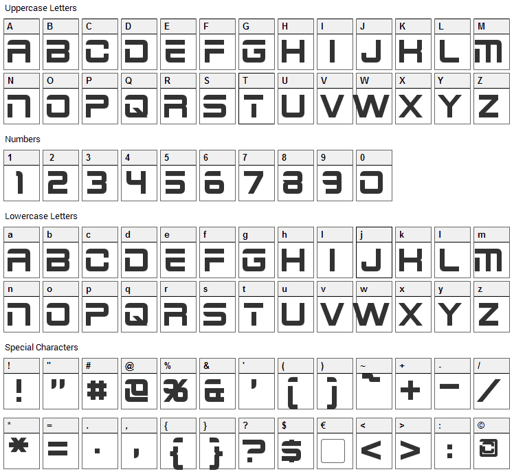 2015 Cruiser Font Character Map