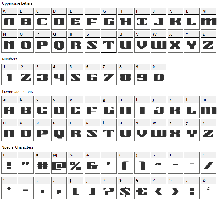 21 Gun Salute Font Character Map