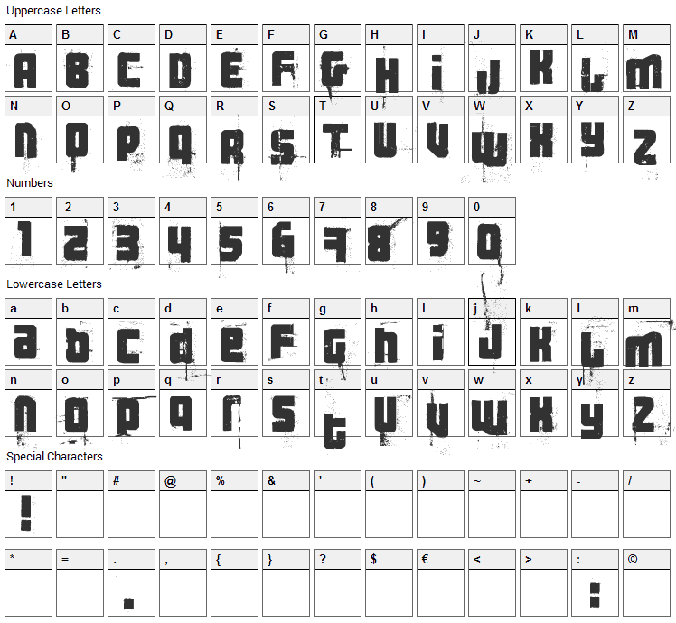 3 the Hard Way Rmx Font Character Map