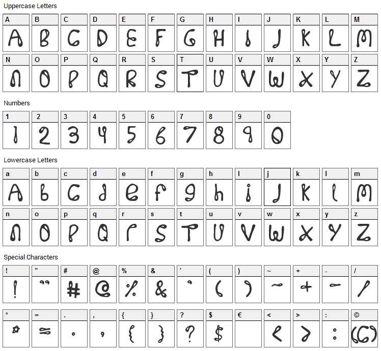 32768 NO Font Character Map