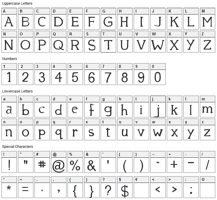 39 Smooth Font Character Map