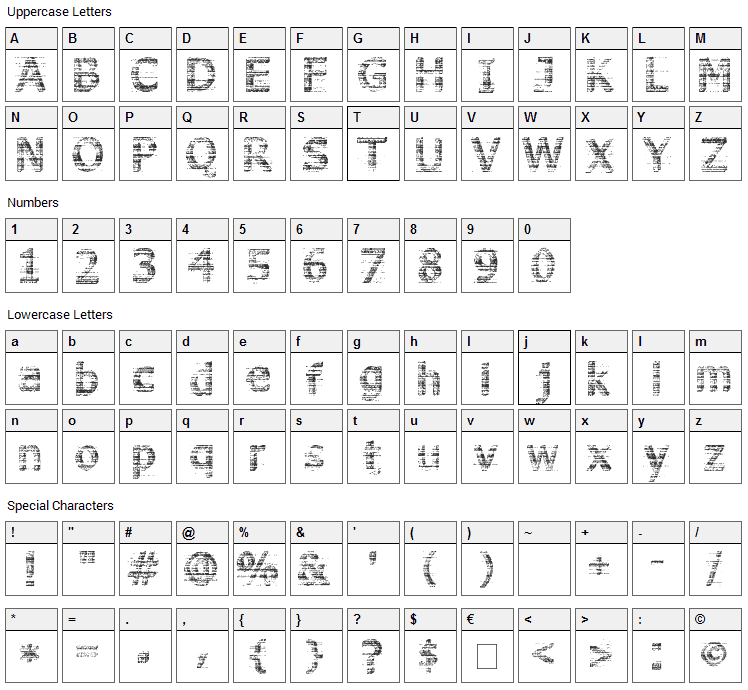 3D Noise Font Character Map