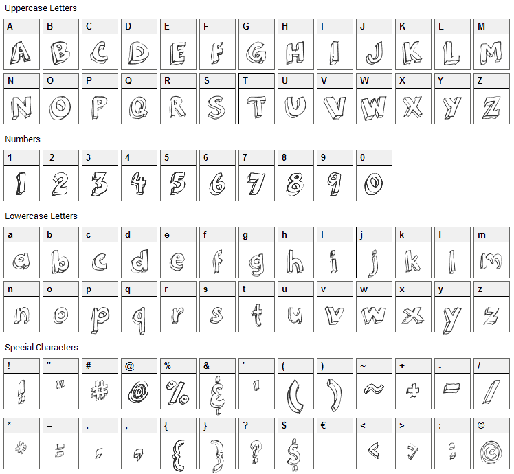 3Dumb & 2Dumb Font Character Map