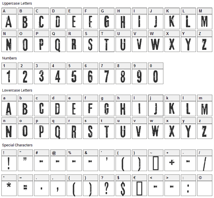 3rd Man Font Character Map