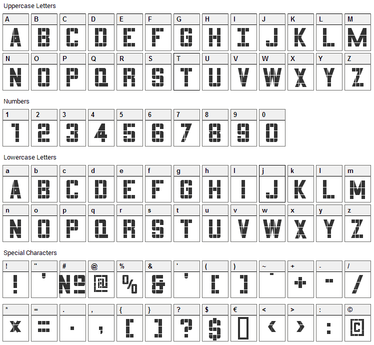 3x5 Font Character Map