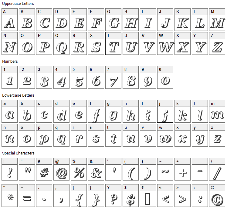 404error Font Character Map