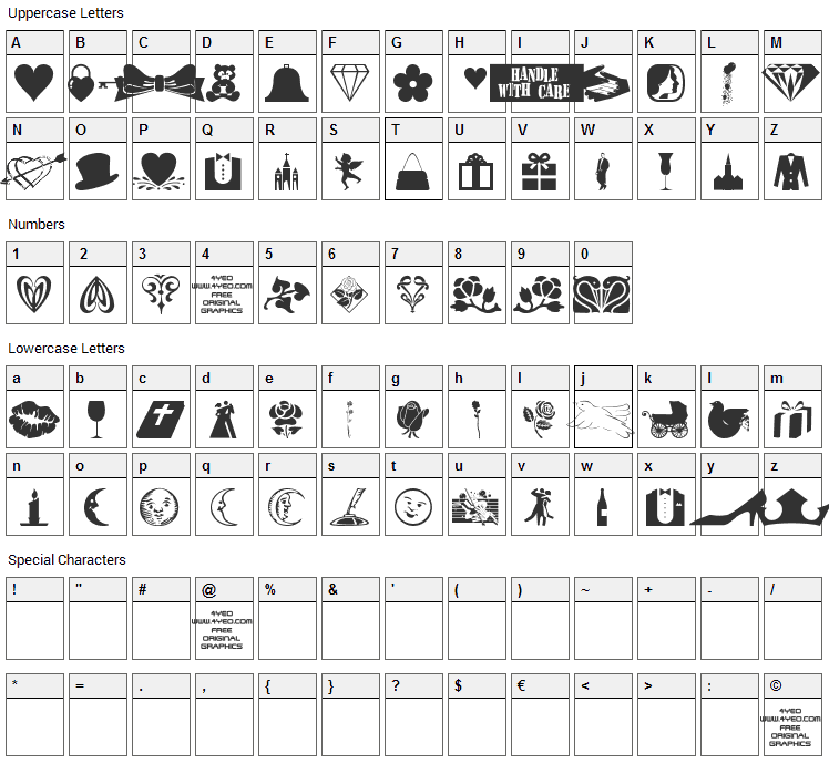 4YEO Val Font Character Map