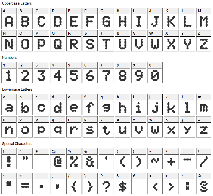5by7 Font Character Map