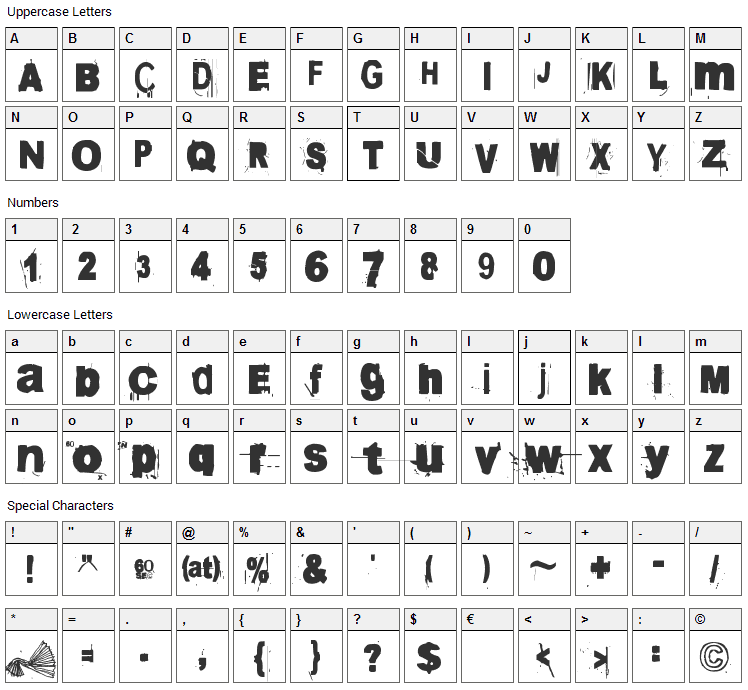 60 Sekuntia Font Character Map