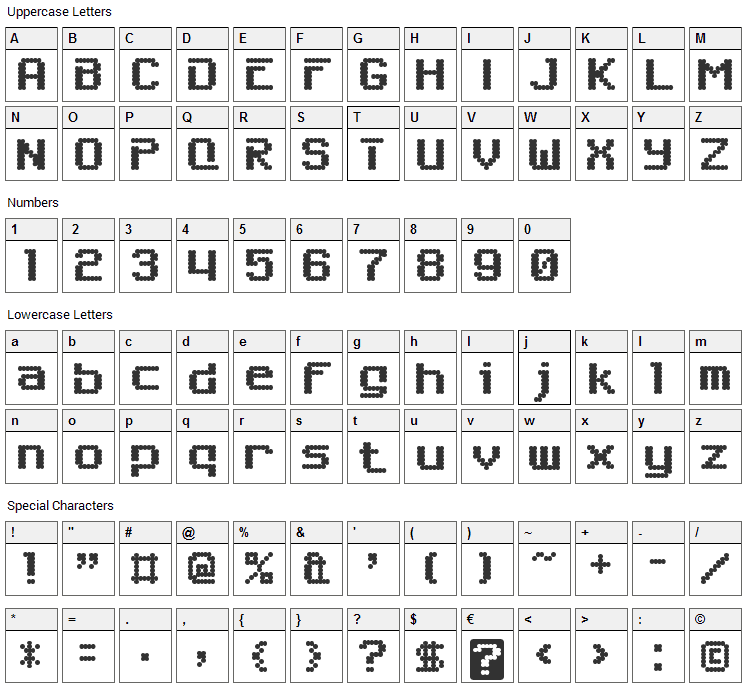 6809 Chargen Font Character Map