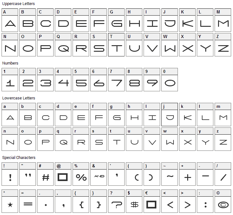 7 Days Font Character Map