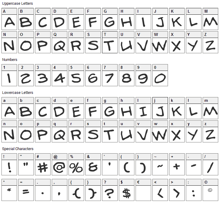 98 Bottles of Beer Font Character Map