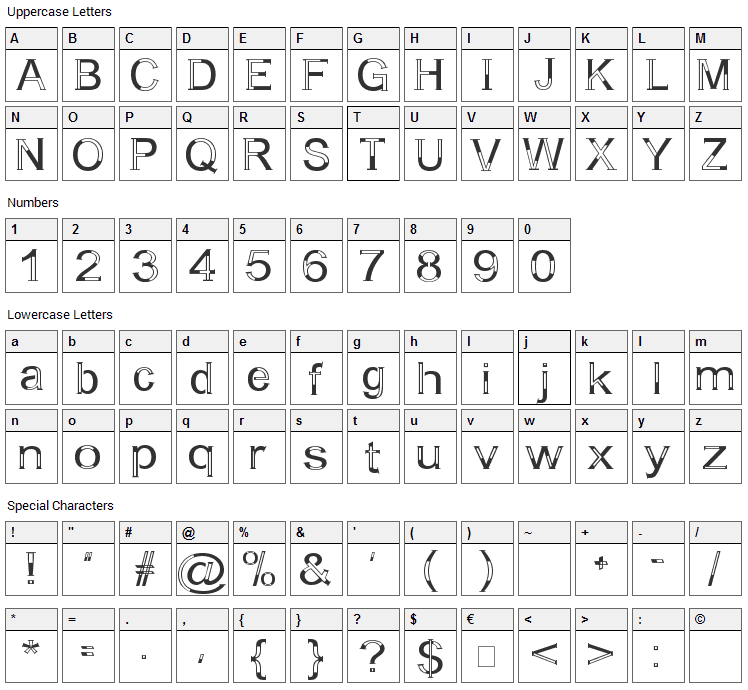 A Bit Empty Font Character Map