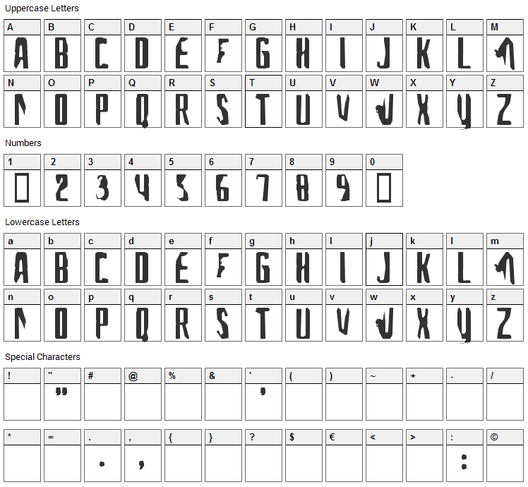A font for the computer people Font Character Map