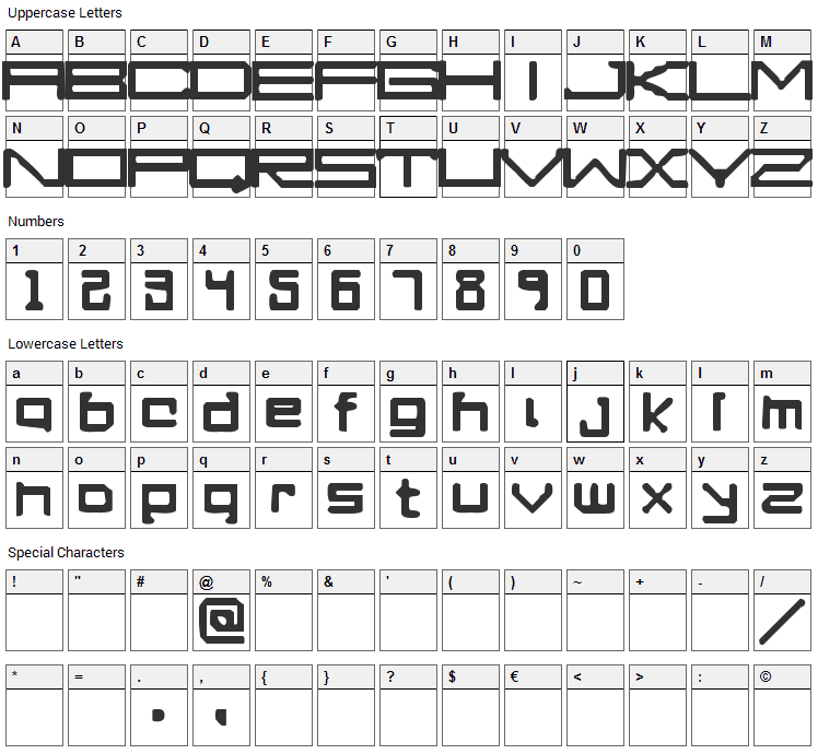 A Perfect Drowning Font Character Map