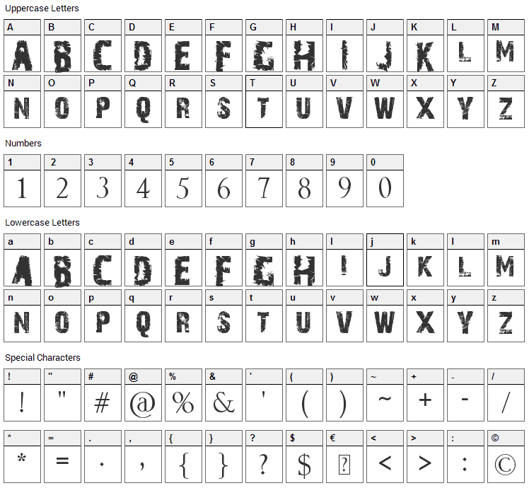 A Trip To Hell And Back Font Character Map