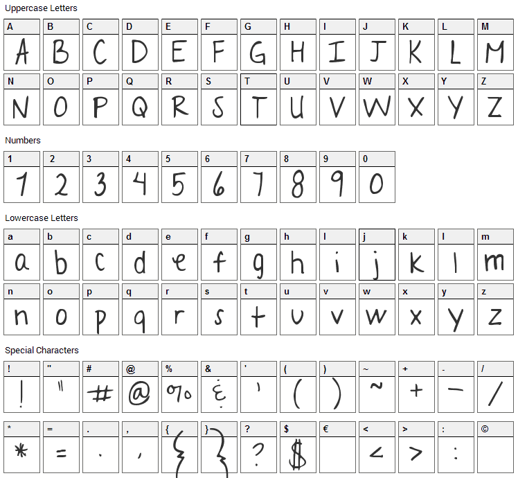 A Year Without Rain Font Character Map