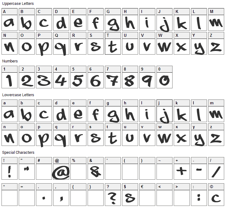 Aaaiight Font Character Map