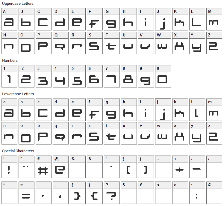 Ablattive Font Character Map