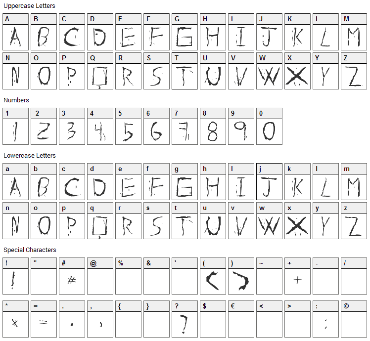 About Dead Font Character Map