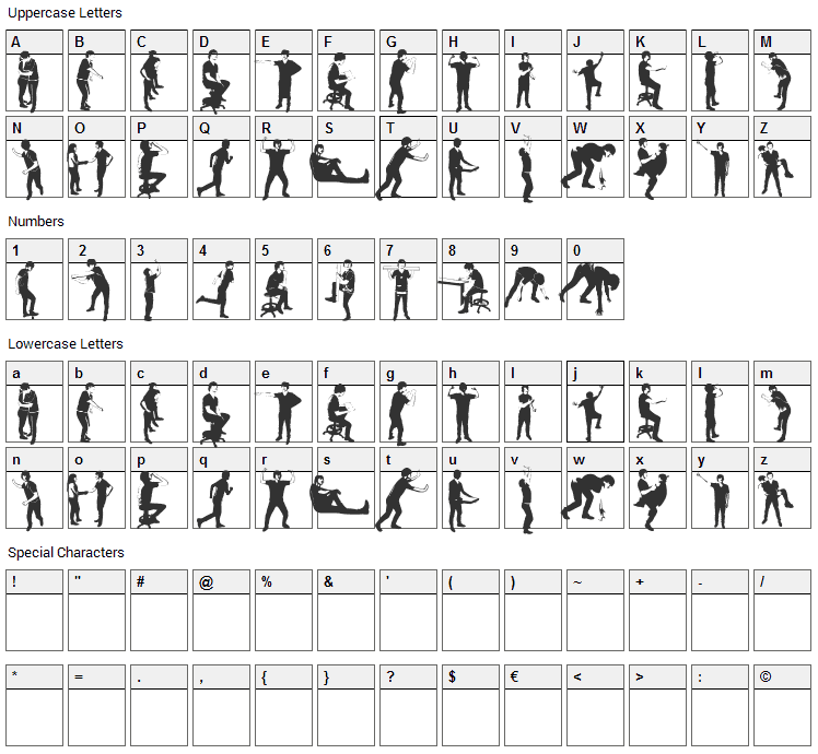 Accion Dingbat Tipografia Font Character Map