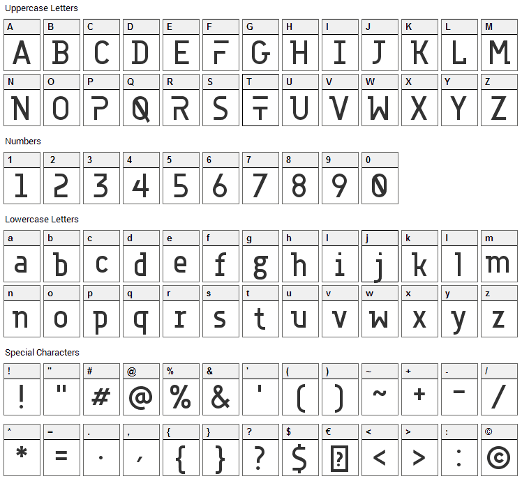 Accuratist Font Character Map