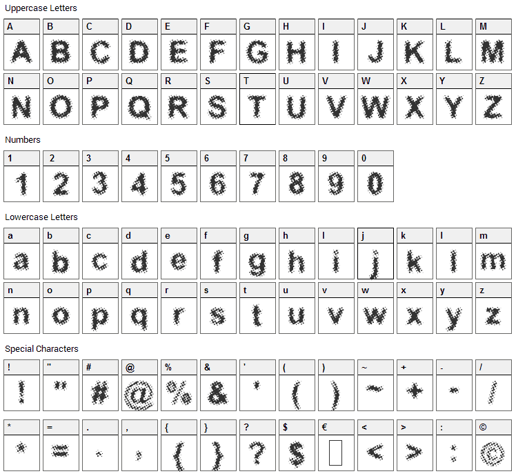 Acidic Font Character Map