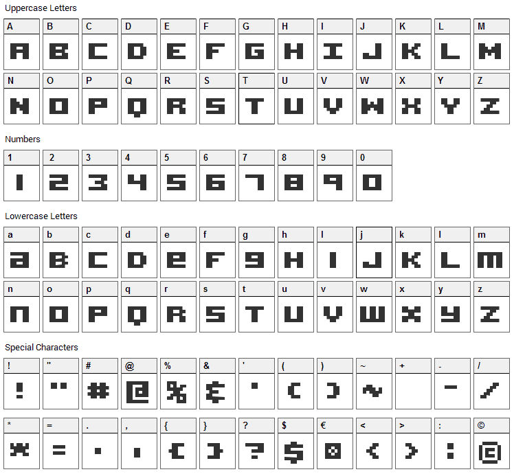 Acknowledge Font Character Map