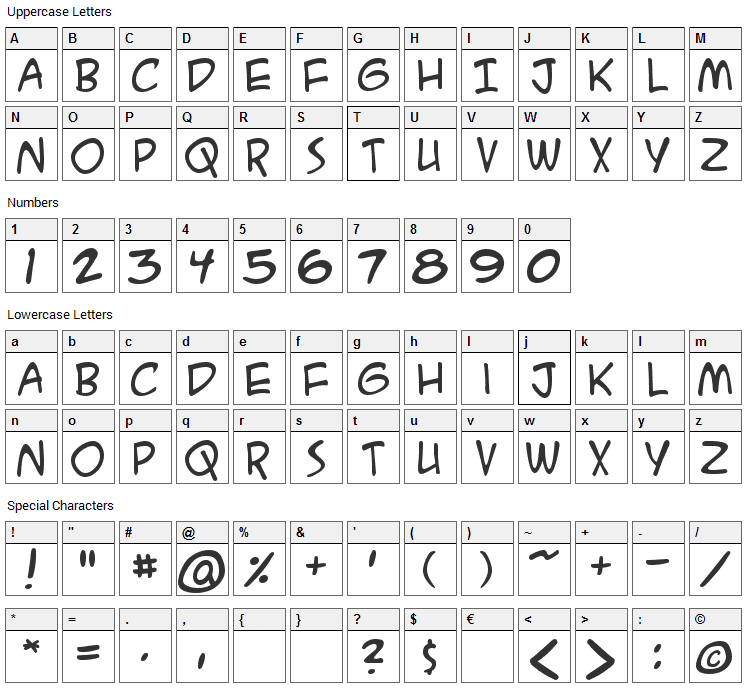 ACME Secret Agent Font Character Map