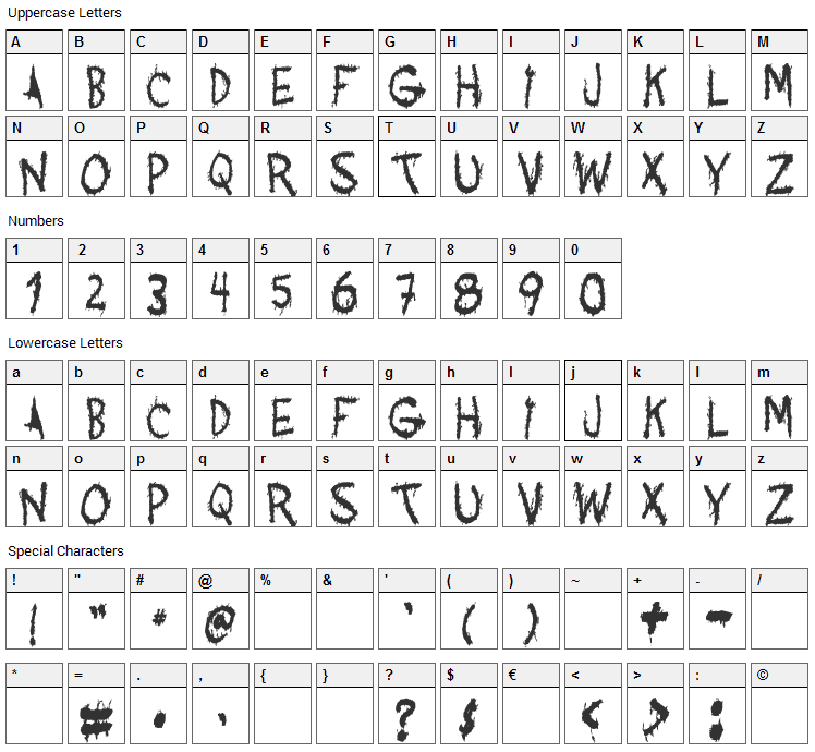 Acquaintance Font Character Map