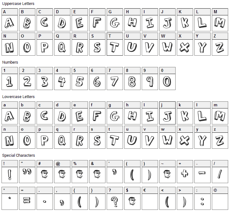 Action Jackson Font Character Map