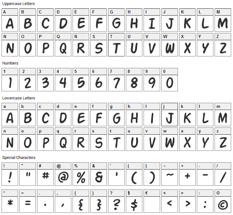 Action Man Font Character Map