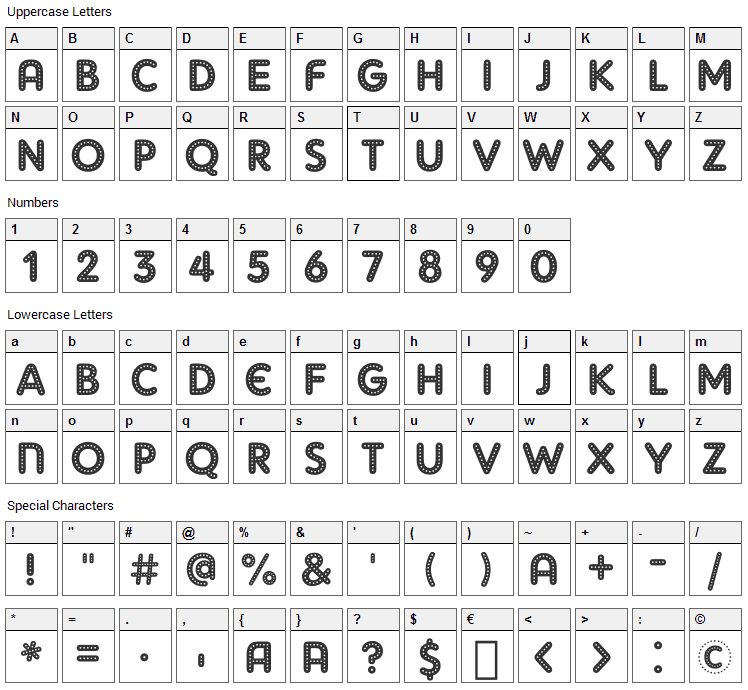 Adam Gorry Font Character Map